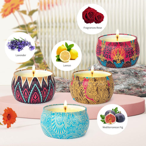 Scented Candles Gift Set, Natural Soy Wax Scented Candles